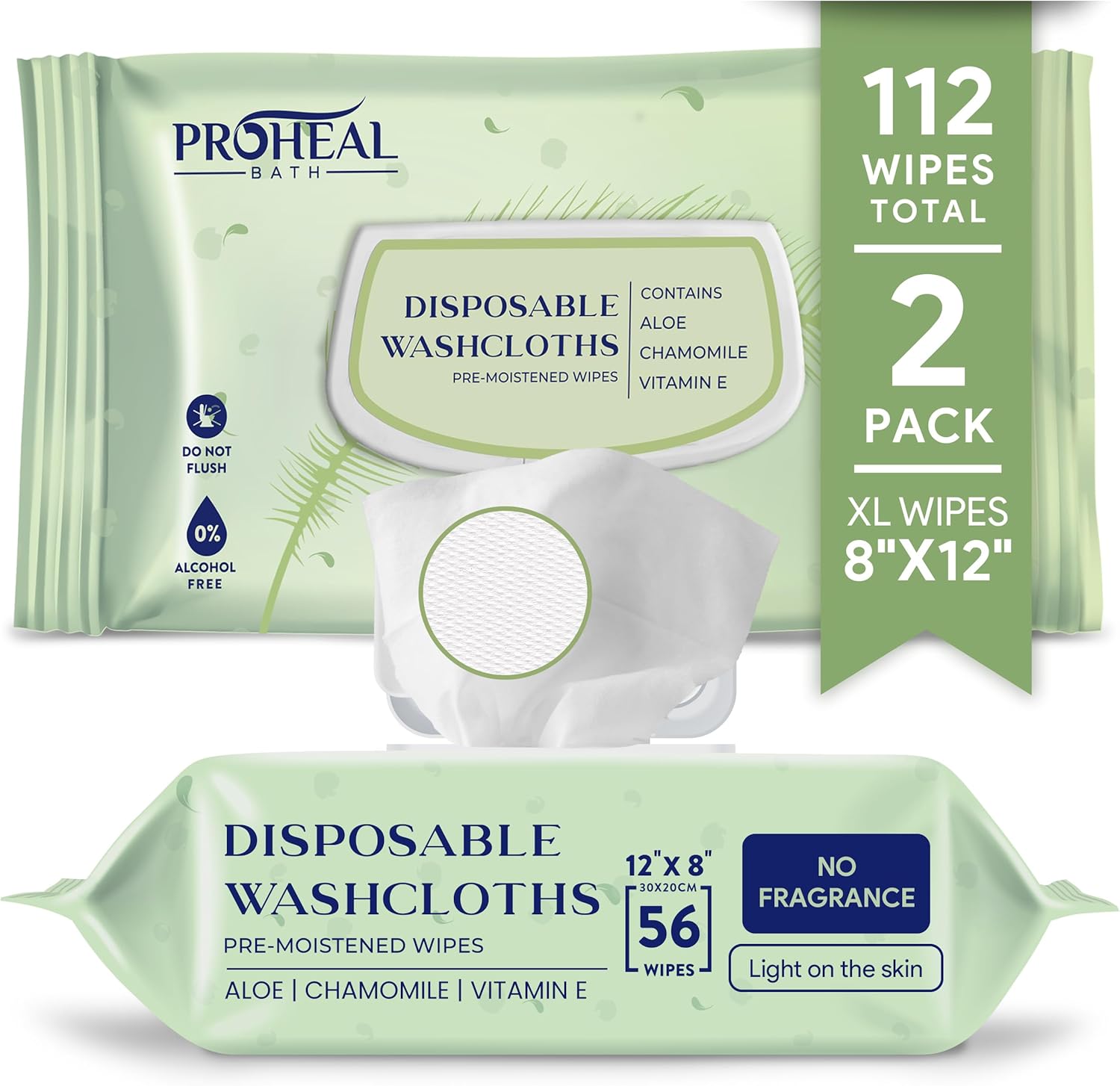 ProHeal X Large Adult Wet Wipes front view pack of two