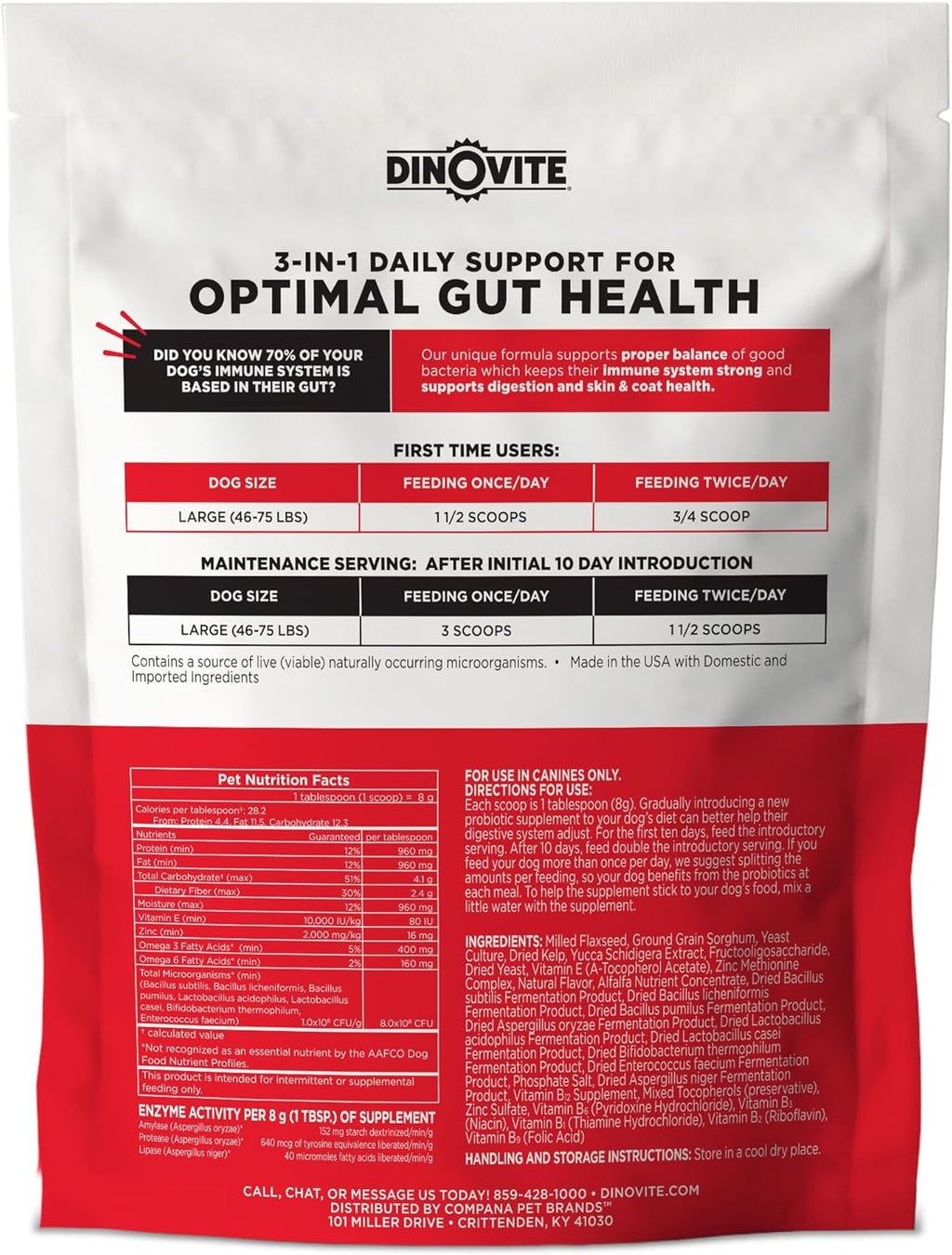 Canine digestive health food topper powder for large dog breeds