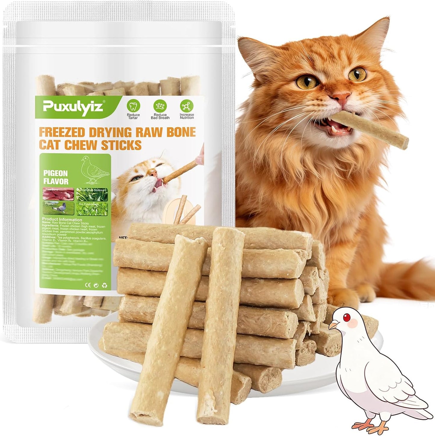 Freezed Dried Cat Chew Sticks, Cat Dental Treats for Freshens Breath and Controls Tartar, Feline Teething Sticks - Image 11