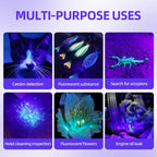 BEIKE mini ultraviolet blacklight detecting pet urine stains on a living room carpet.