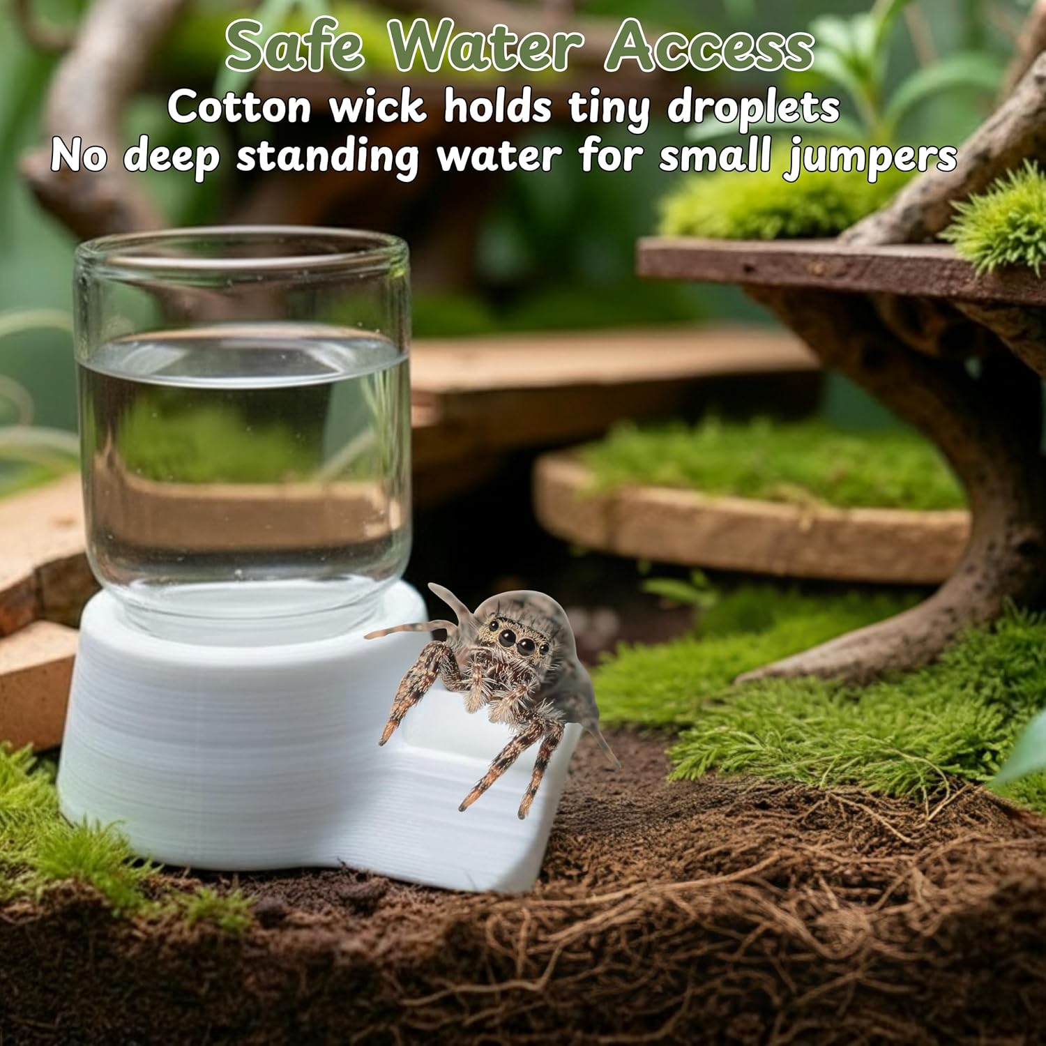 Jumping Spider Water Dispenser Enclosure Accessories, Mini Water Dispenser and Mist Bottle with 10 Replace Cotton Cores, Jumping Spider Habitat Decoration Tarantula Enclosure Accessories (White, 5 ML) - Image 5