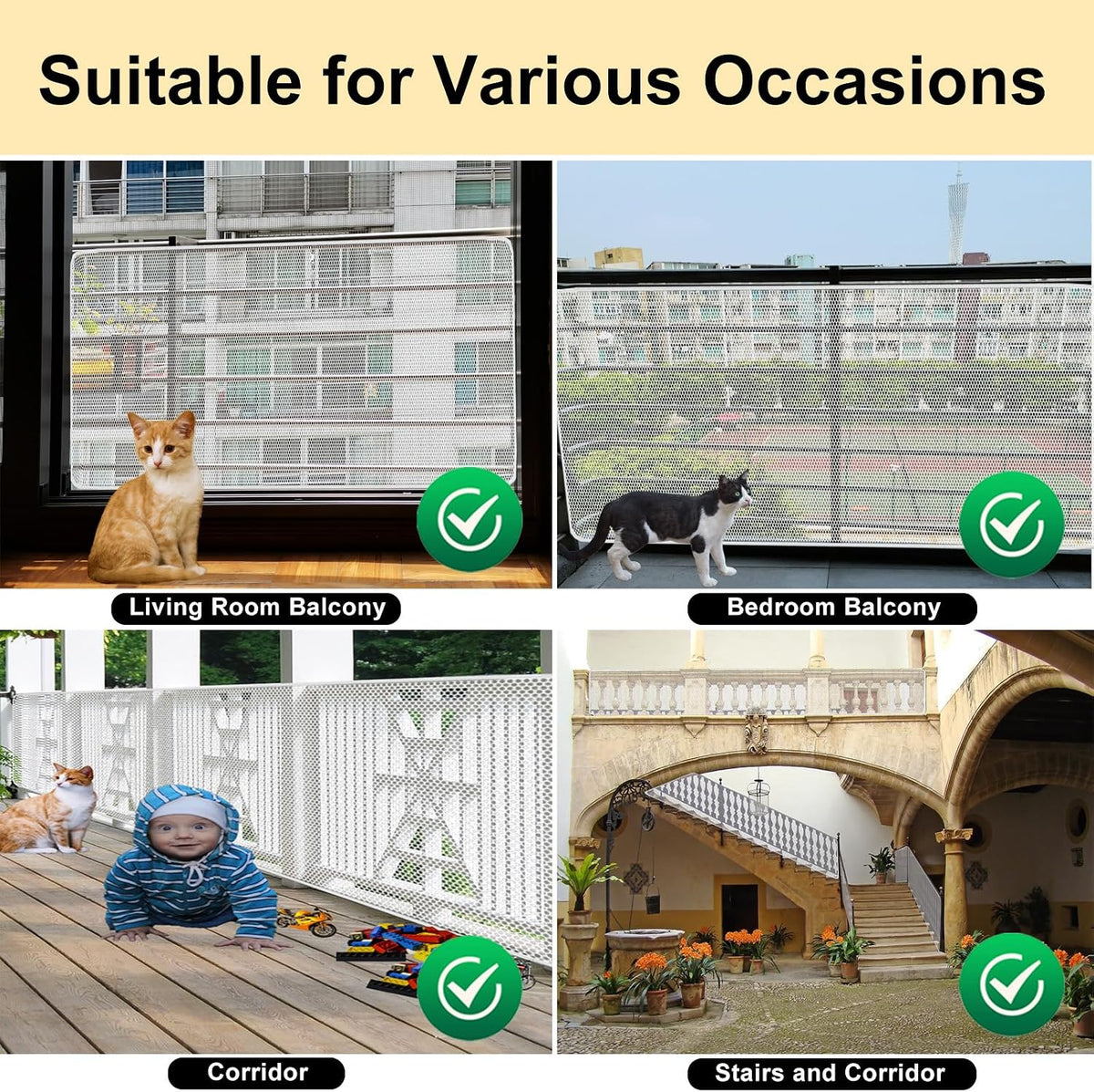No-drill installation hardware for balcony safety net
