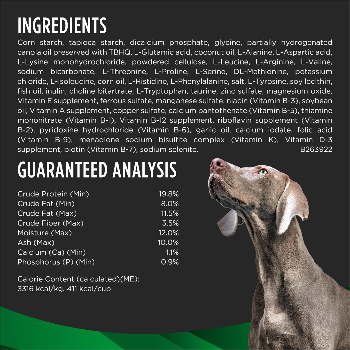 Purina Pro Plan gastrointestinal and skin support dog food back panel ingredients