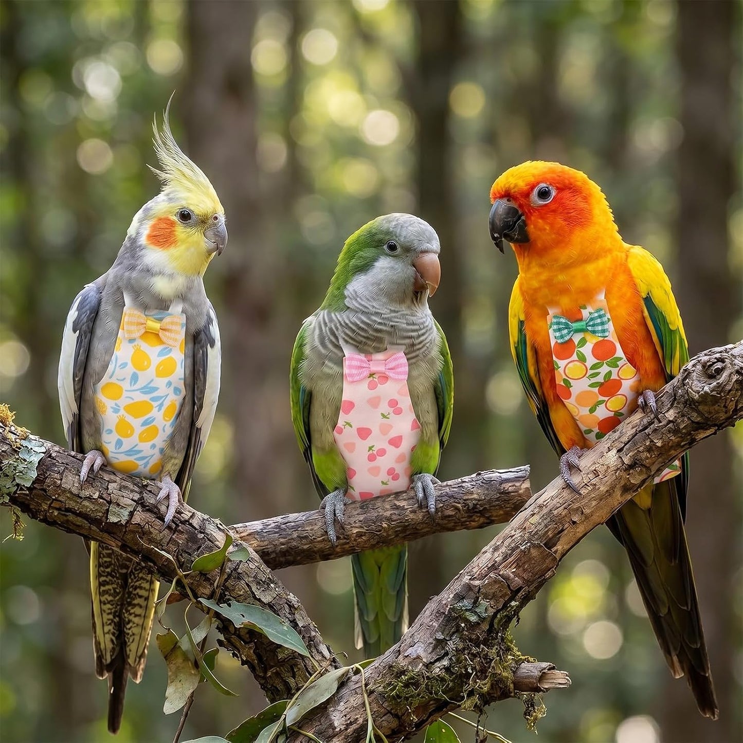 LXUEJIE adjustable bird diaper suit laid flat to show elastic bands and waist tailoring details
