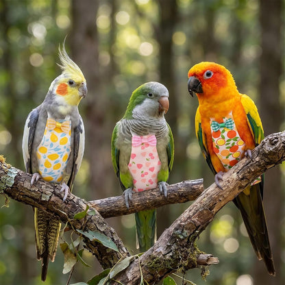 LXUEJIE adjustable bird diaper suit laid flat to show elastic bands and waist tailoring details