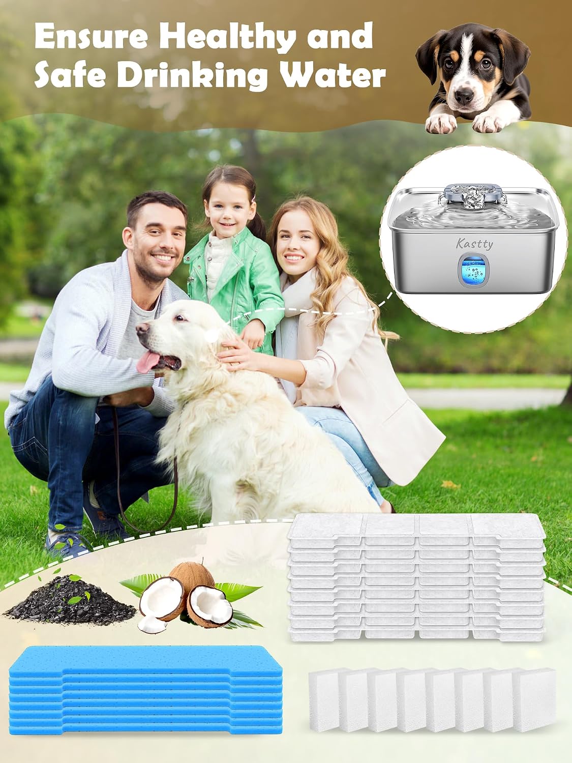 Packaging for Kastty 15L pet water fountain filter set