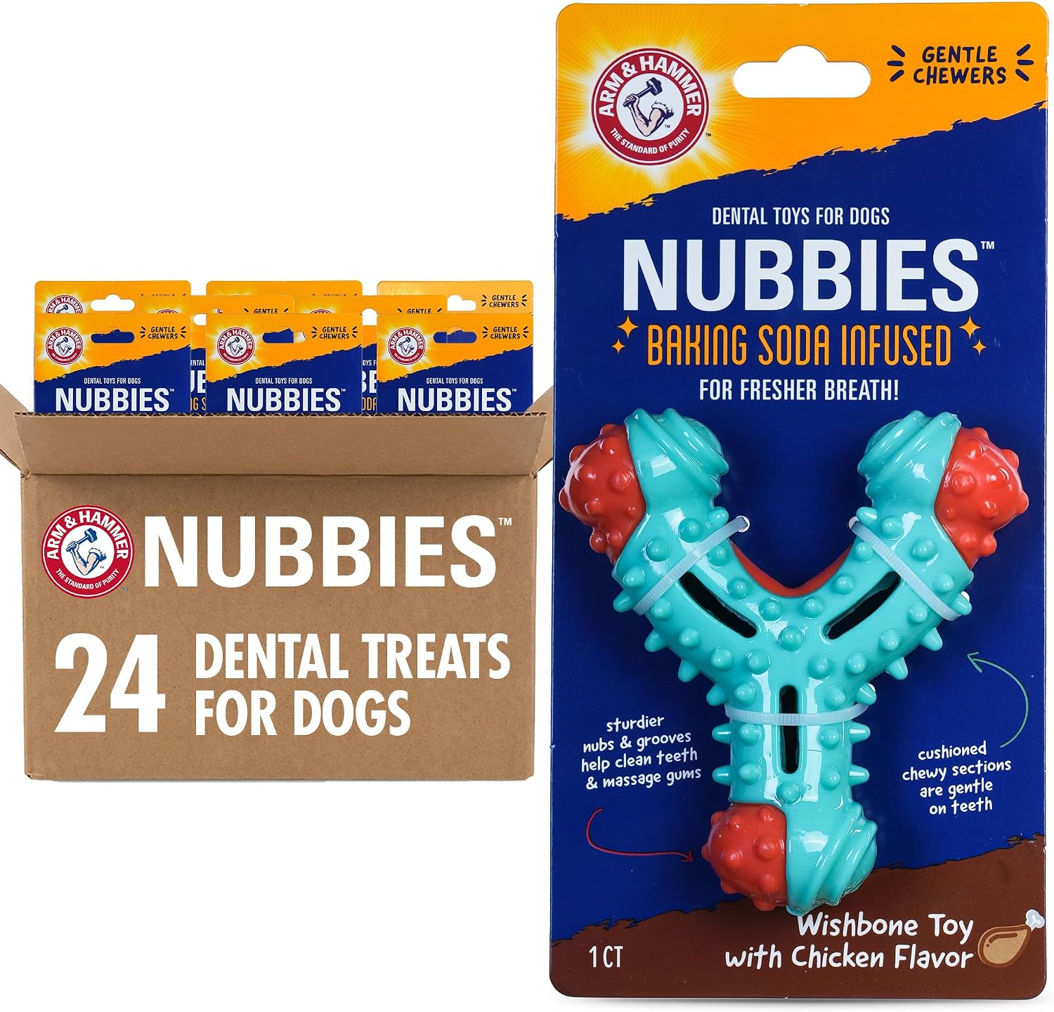 Arm and Hammer Nubbies T-Bone Dental Dog Chew Toy with Peanut Butter Flavor, TPR Nubs Clean Teeth and Gums, Durable Nylon Chew for Aggressive Chewers, Helps Reduce Plaque and Tartar - Image 10