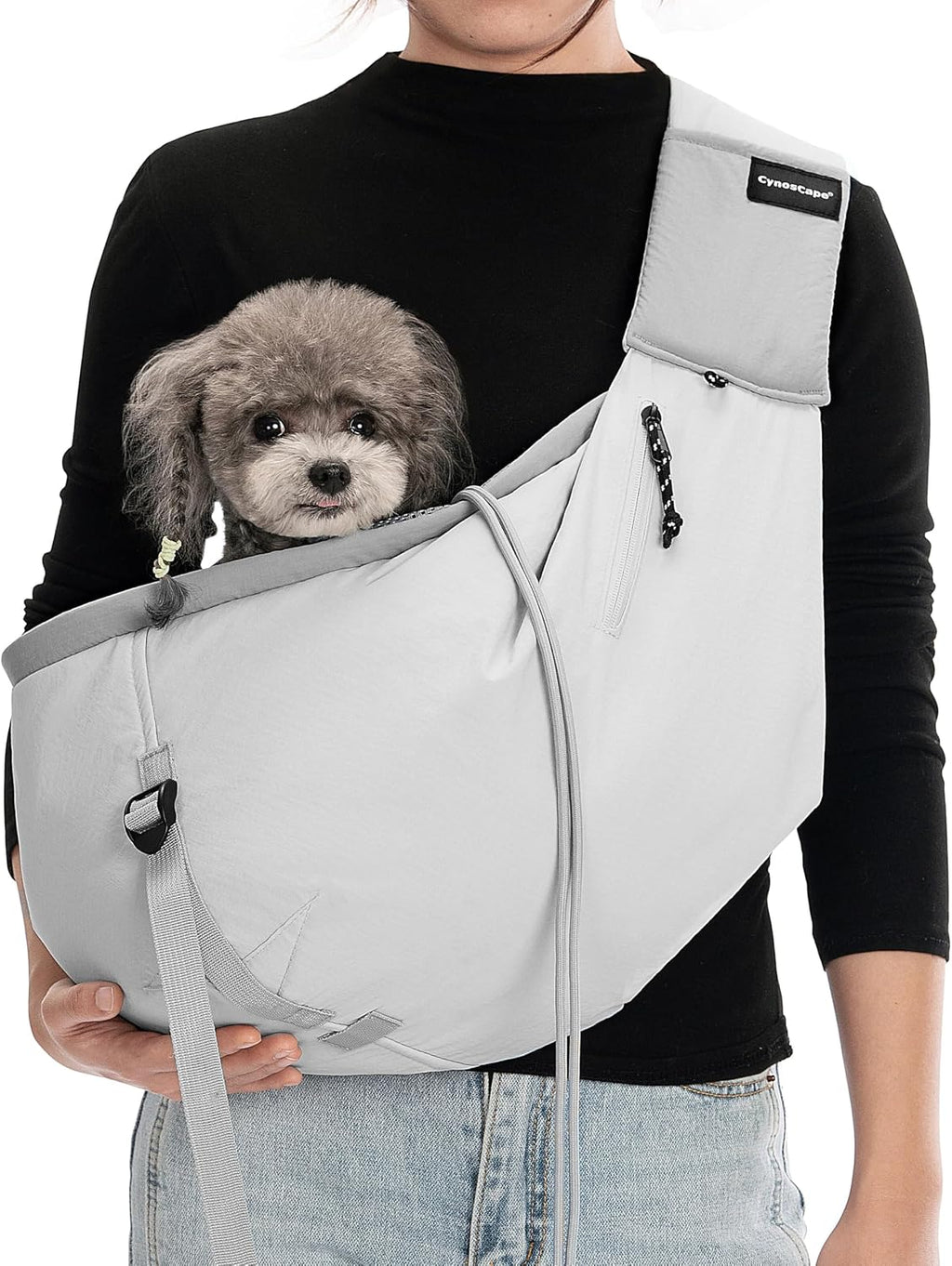 Small Dog Cat Sling Carrier - Soft Lightweight Fabric with Pockets for Shopping Convenience, Safety Harness Clips, Airline Check-in Approved,Comfortable Pet Carrier for Small Dogs Cats (Up to 19 lbs) - Image 9