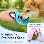 KLINNA stainless steel pet tumbler with flipped open drinking bowl