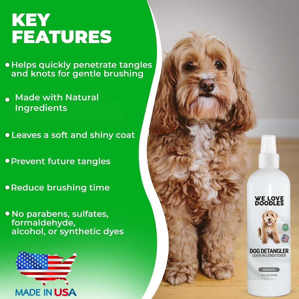 Hypoallergenic unscented leave in dog conditioning spray bottle for pet grooming