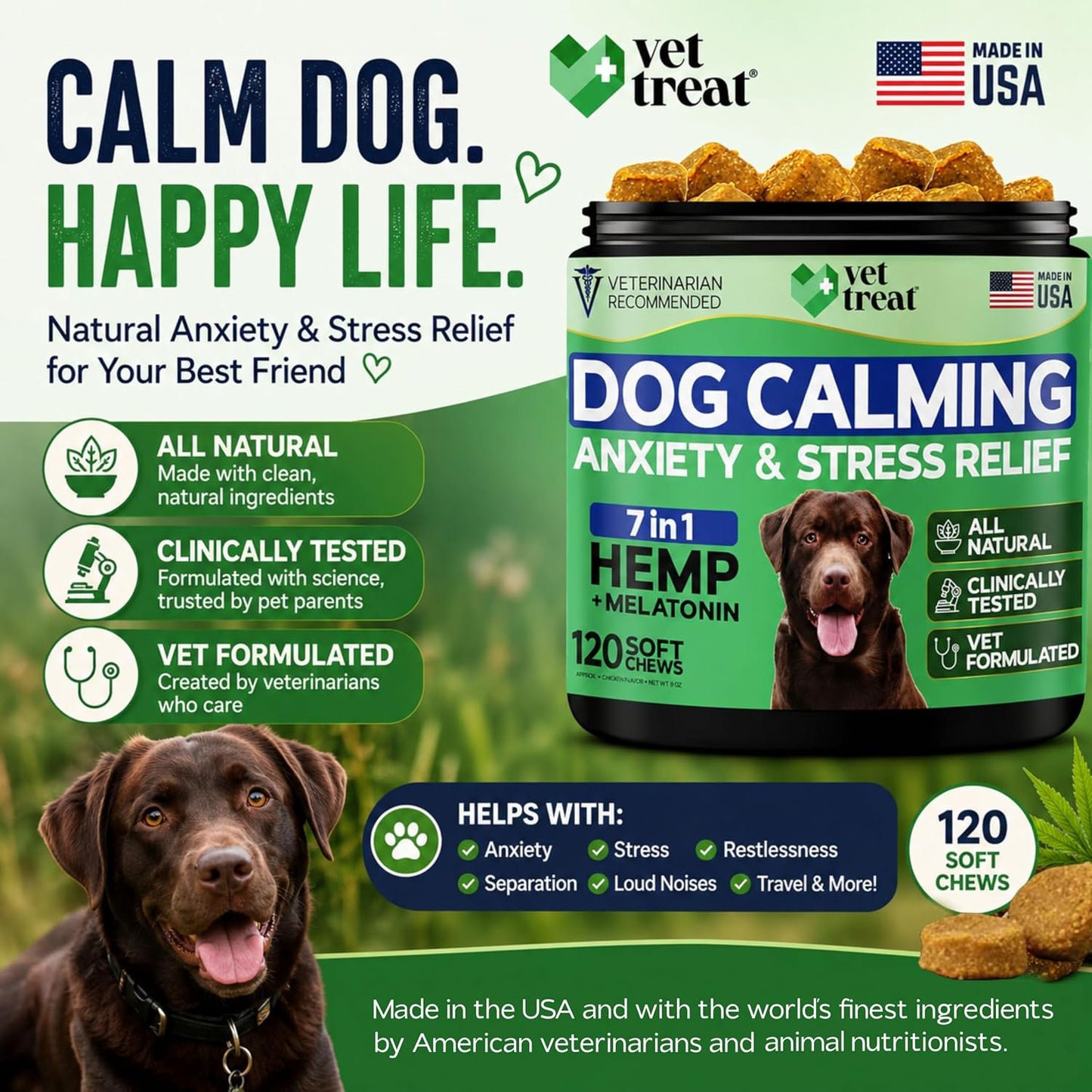 120 count dog calming soft chews jar