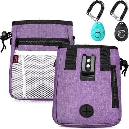 SZO Dog Treat Pouch - 3 Ways to Wear Treat Pouches for Pet Training and Clicker Taining for Dogs, Dog Training Treat Pouch Bag and Dog Clicker for Training with Waist Belt Shoulder Strap - Black - Image 9