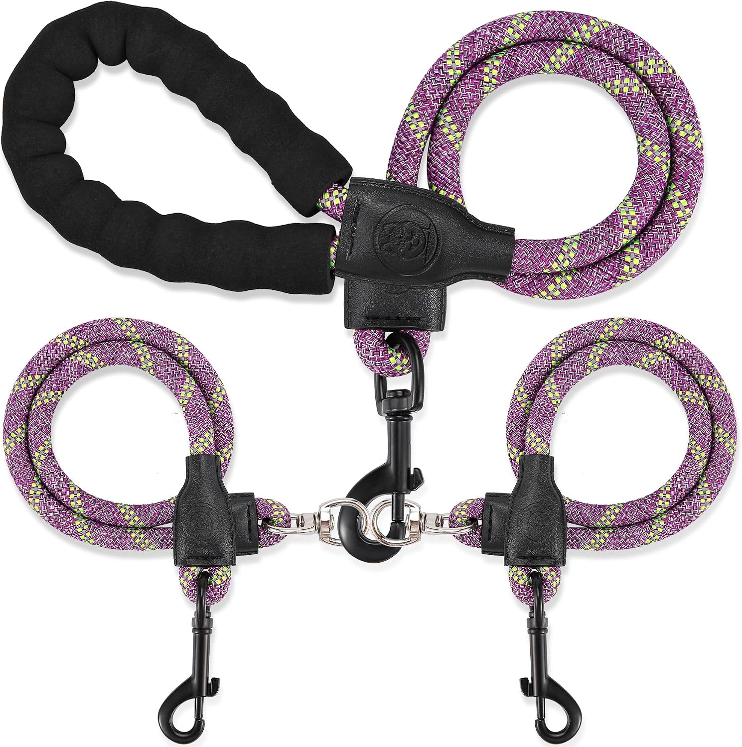 Double Dog Leash for Two Dogs - Detachable 360 degrees Swivel, No Tangle Leash with Reflective Strips for Walking and Training Small Medium and Large Dogs, S/8-45ibs, Pink - Image 9