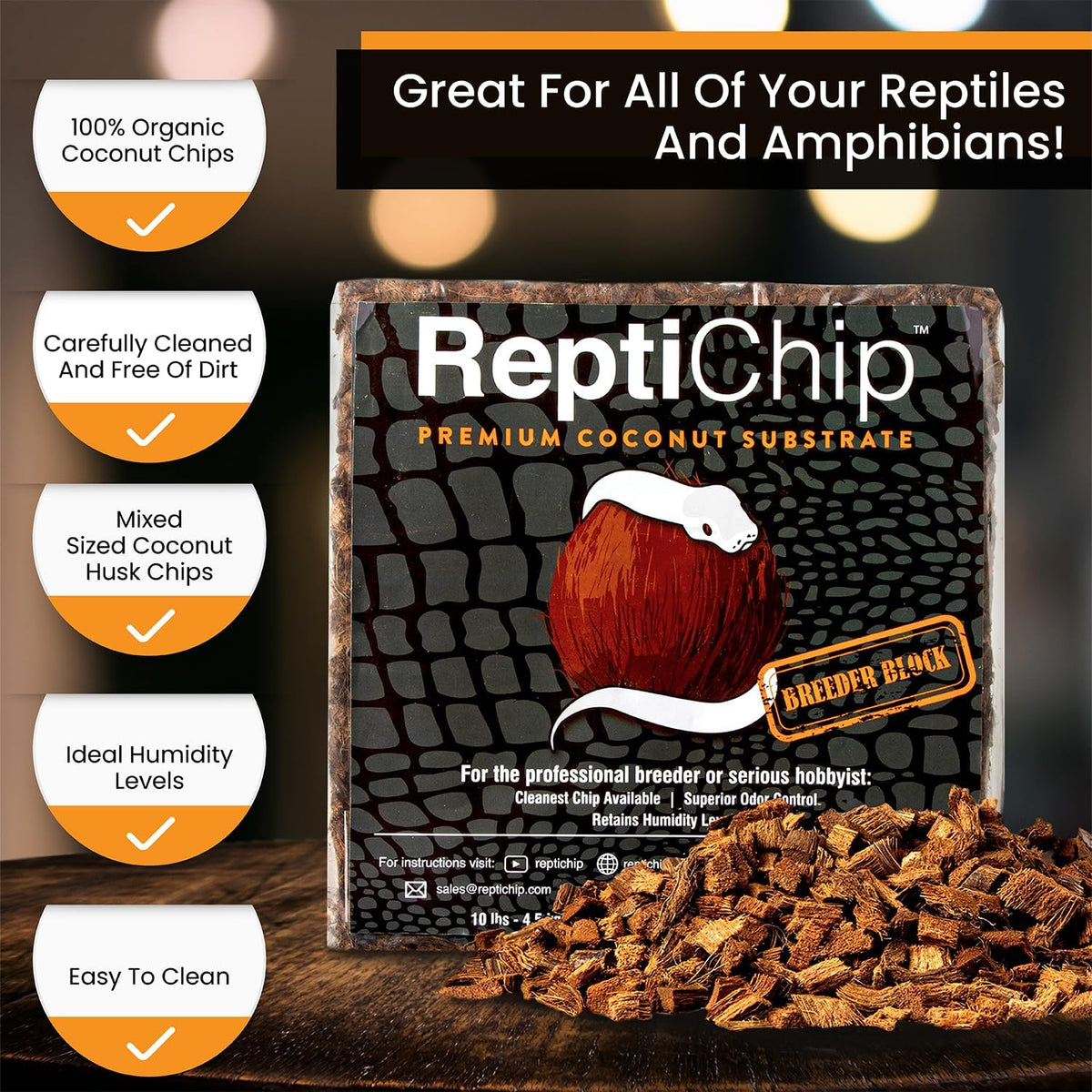 Expanded coconut husk chips texture close up