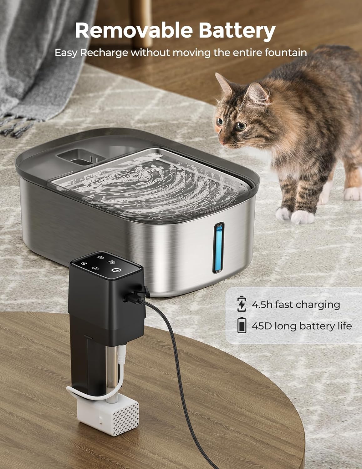 Chumajor pet water fountain filter replacement compartment