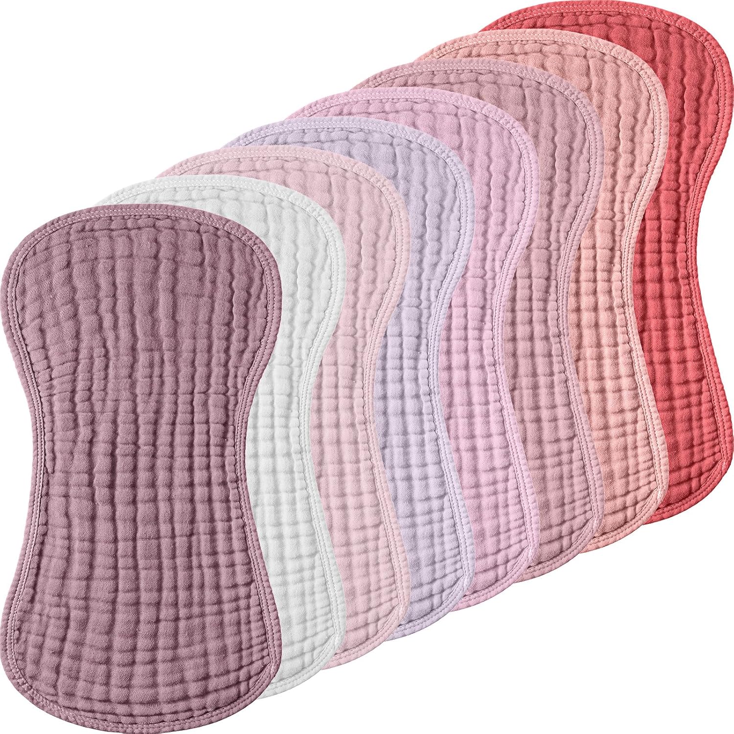 Frienda 8 pack muslin burp cloths front view