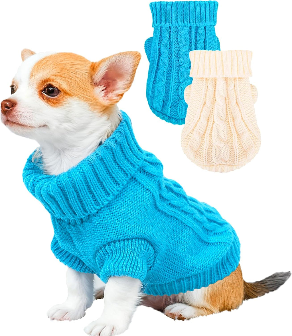 Kallfir's cutie XXS Dog Sweater, 2 Pieces Turtleneck Knitted Chihuahua Sweater Yorkie Teacup Dog Clothes Small Dogs Girl Winter Warm Sweaters Pet Cat Sweater Cold Weather Puppy Clothes XX-Small - Image 15