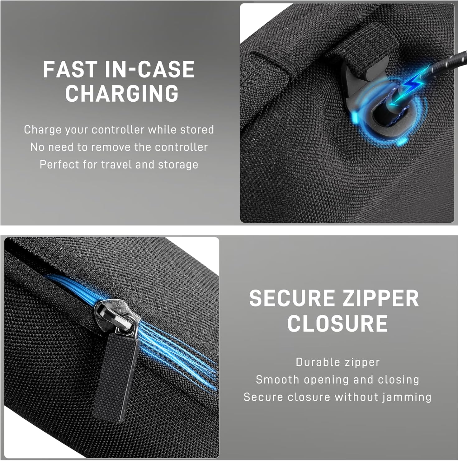 Xbox elite series two core custom accessories inside the open black hardshell travel storage case