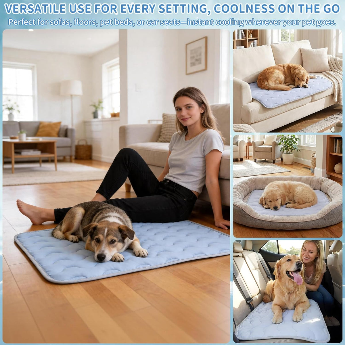 Pet cooling pad used inside a dog crate