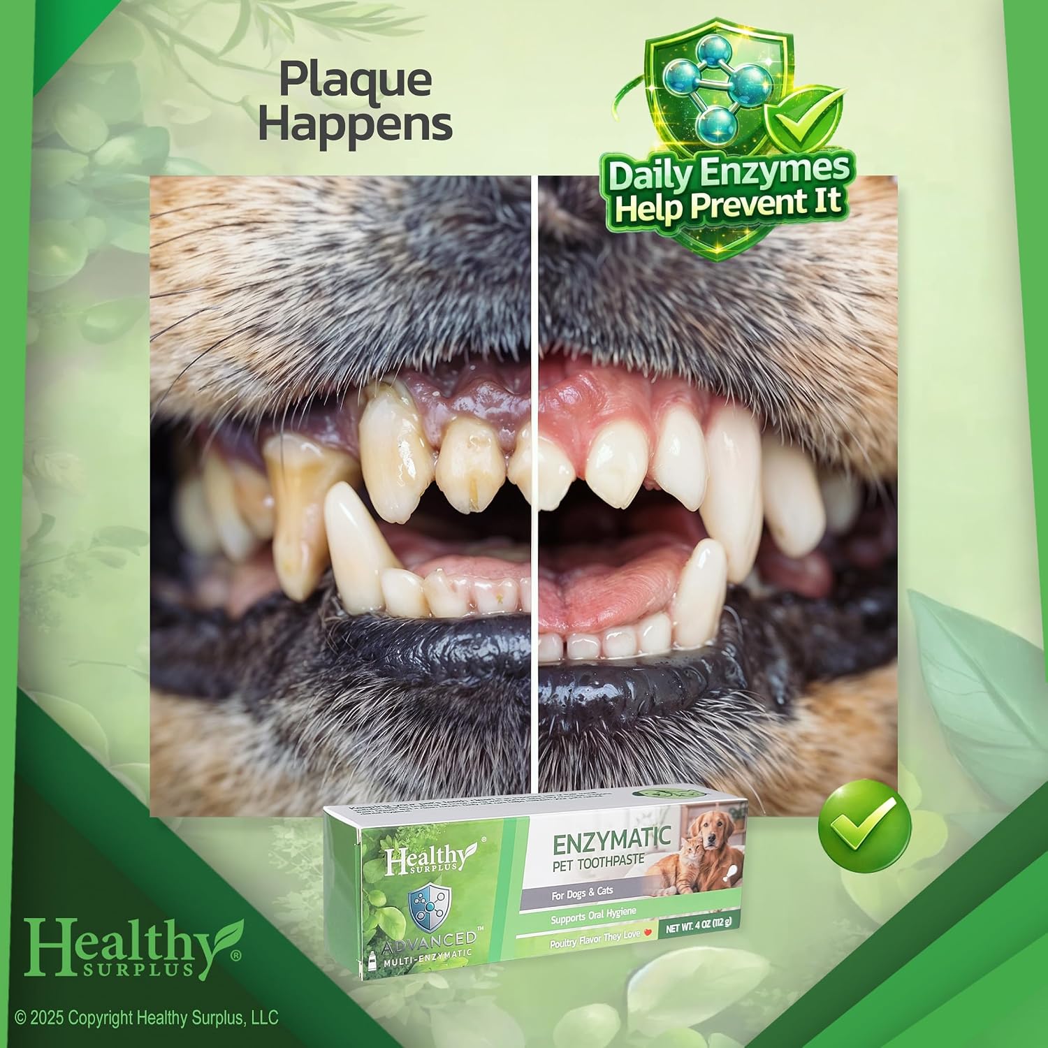 Healthy Surplus fluoride free pet toothpaste tube for plaque and tartar control