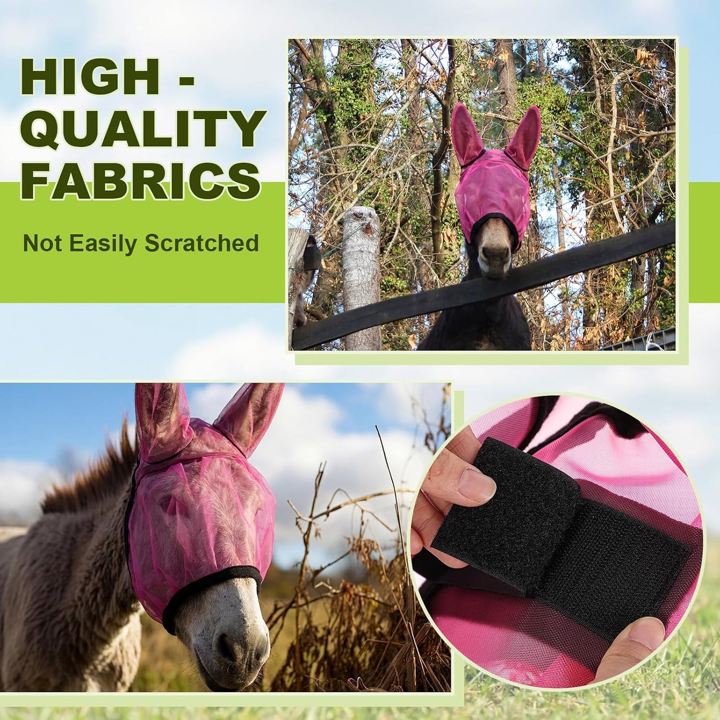 Rose red donkey fly mask for insects and bugs on white background