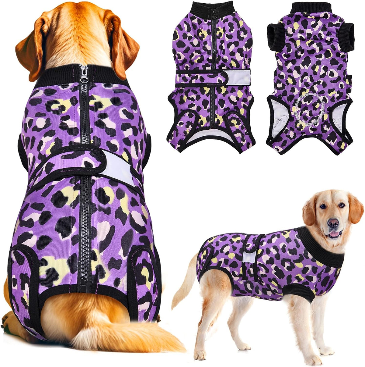 SlowTon Recovery Suit for Dogs - Dog Surgery Suit Female Spay Male Neuter, Dog Surgery Recovery Suit with Zipper, Pet Surgical Onesies Bodysuit Abdominal Wound Bandages (Pink Leopard, S) - Image 11