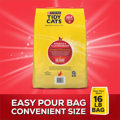 Purina Tidy Cats 24/7 Performance bag with natural clay label