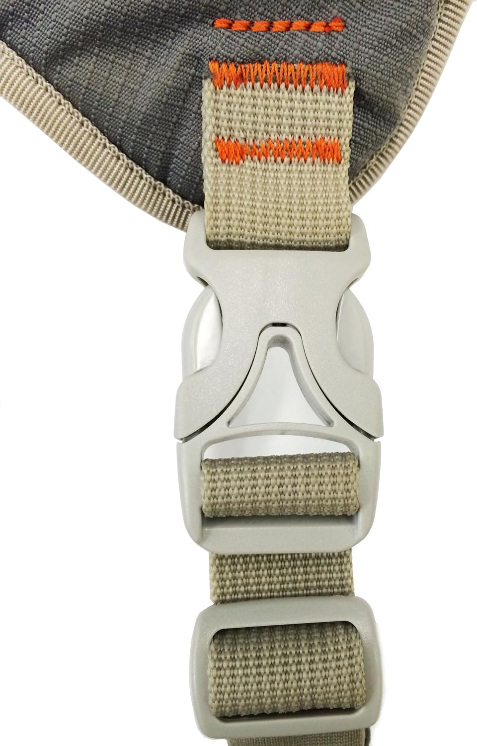 Close-up view of the breathable mesh padding and adjustable elastic straps on the Cesar Millan canine backpack.
