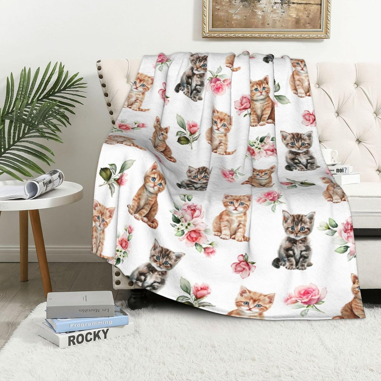 Personalized Pet Name Blanket Custom Catss Blanket,Cats Gift for Cats Lovers Mom Dad Cute Cat Paw Prints Soft Flannel Throw Blanket XS 40"X30" Pets - Image 10