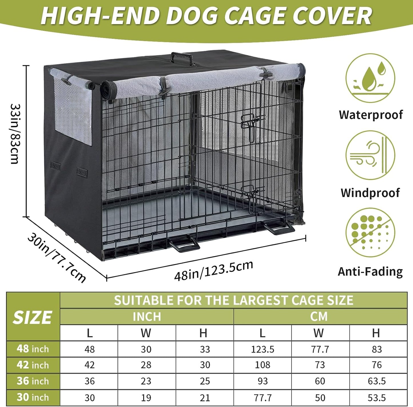 Insulated winter dog kennel cover close up on heavy duty zipper