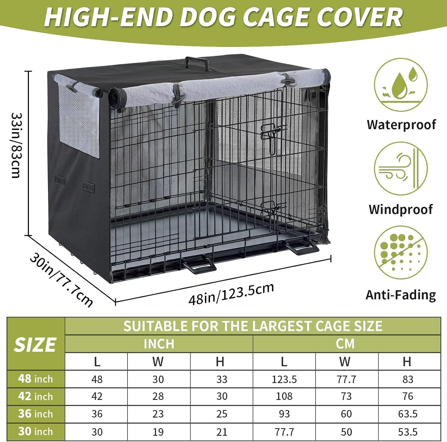 Insulated winter dog kennel cover close up on heavy duty zipper