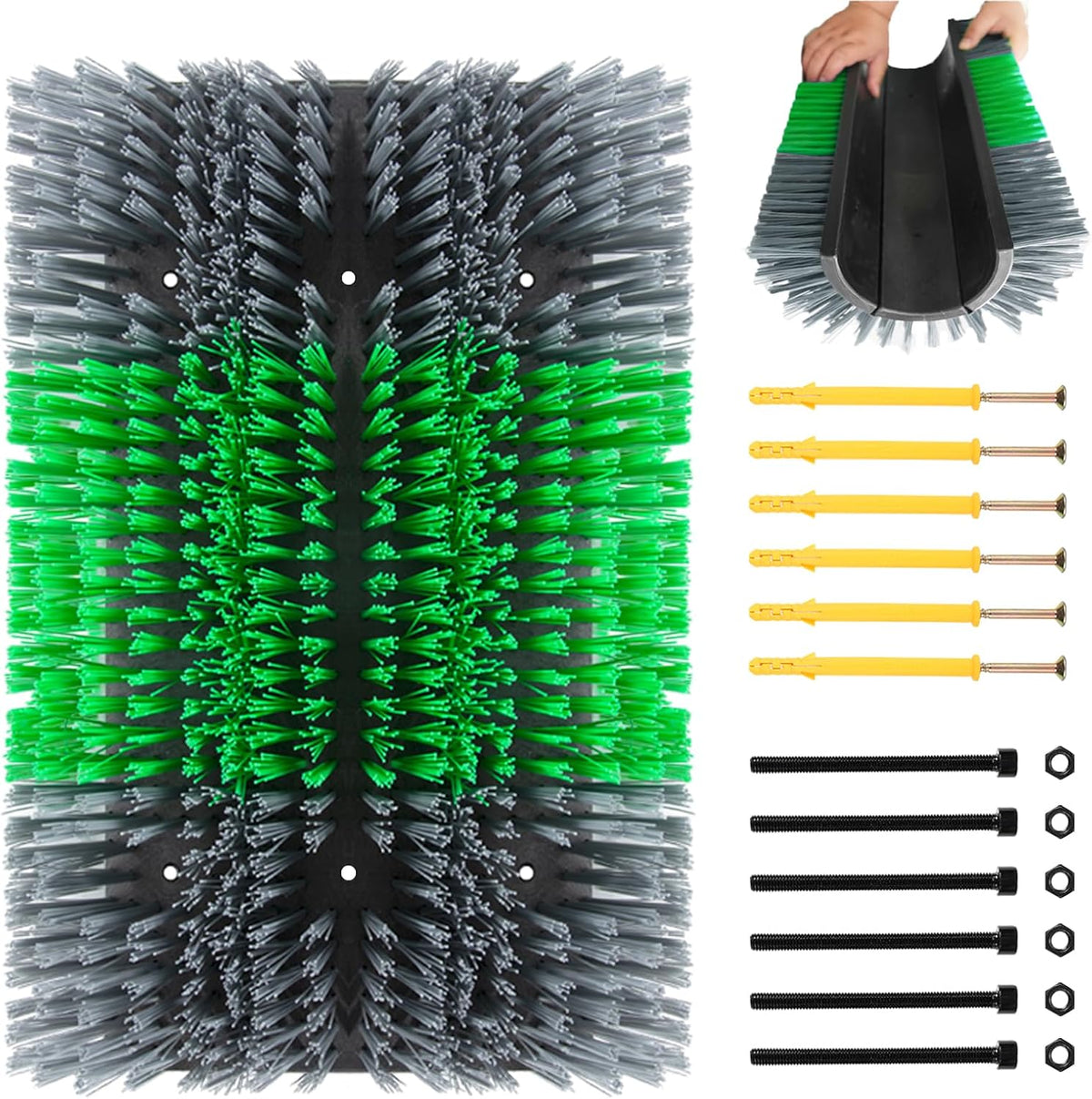 Extra Large Size Livestock Scratching Brush, Upgraded Horse/Goat/Cow/Cattle Scratcher Brush for Grooming, Itch Relief Horse Scratcher Brushes Kit with Two Sets of Mounting Screws(1-Pack,Black) - Image 12