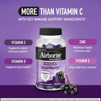 Airborne Elderberry + Zinc & Vitamin C Gummies For Adults, Immune Support Vitamin D & Zinc Gummies With Powerful Antioxidant Vitamins C D & E - 50 Gummies, Elderberry Flavor - Image 3
