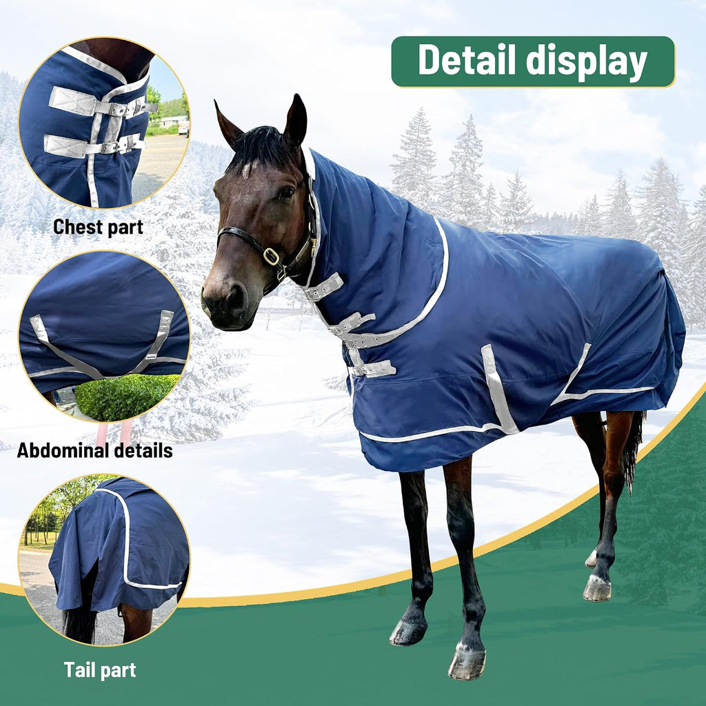 Waterproof 1200D winter horse blanket front buckle detail