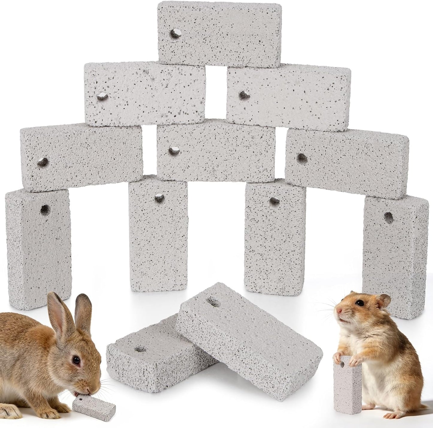 RAINFLOW hanging rabbit lava blocks front view pack of twelve mineral stones