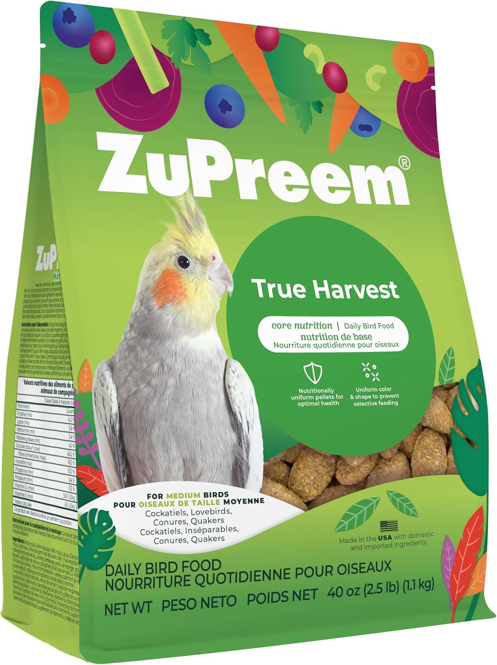 ZuPreem FruitBlend Bird Food, Bird Feed Pellets for Cockatiels, Lovebirds, Quakers, Small Conures & Lorikeets, Core Nutrition with Natural Fruit, Cockatiel Food, Conure Feed, (Medium, 2 lb Bag) - Image 10