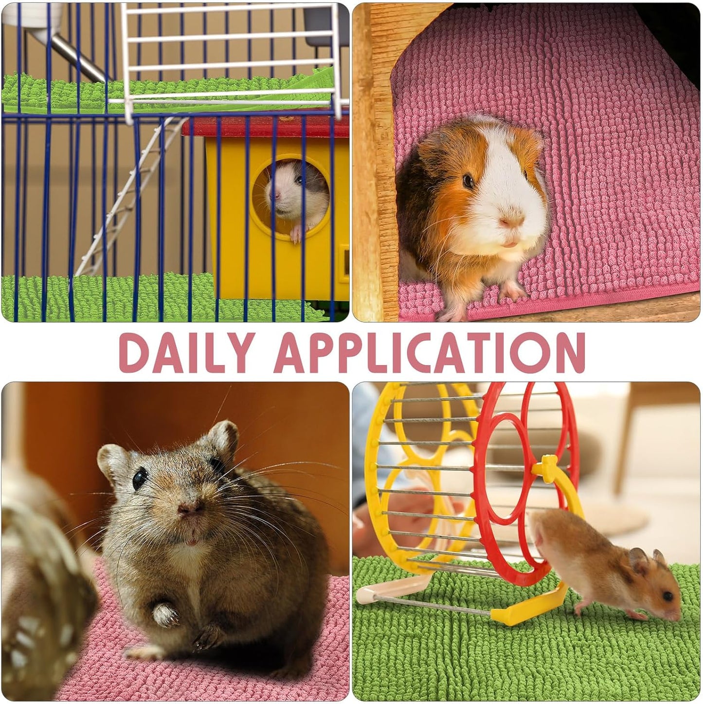 Small pet sleeping on soft chenille cage liner mat