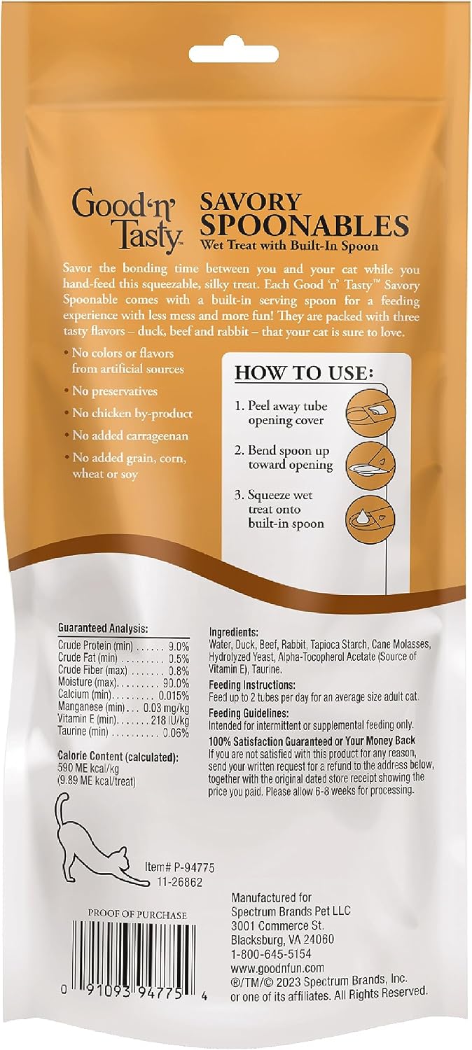 Good N Tasty lickable cat treat tube with built in spoon