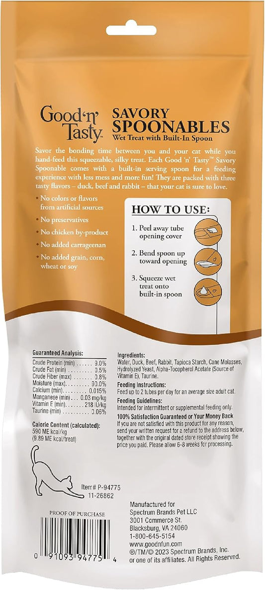 Good N Tasty lickable cat treat tube with built in spoon
