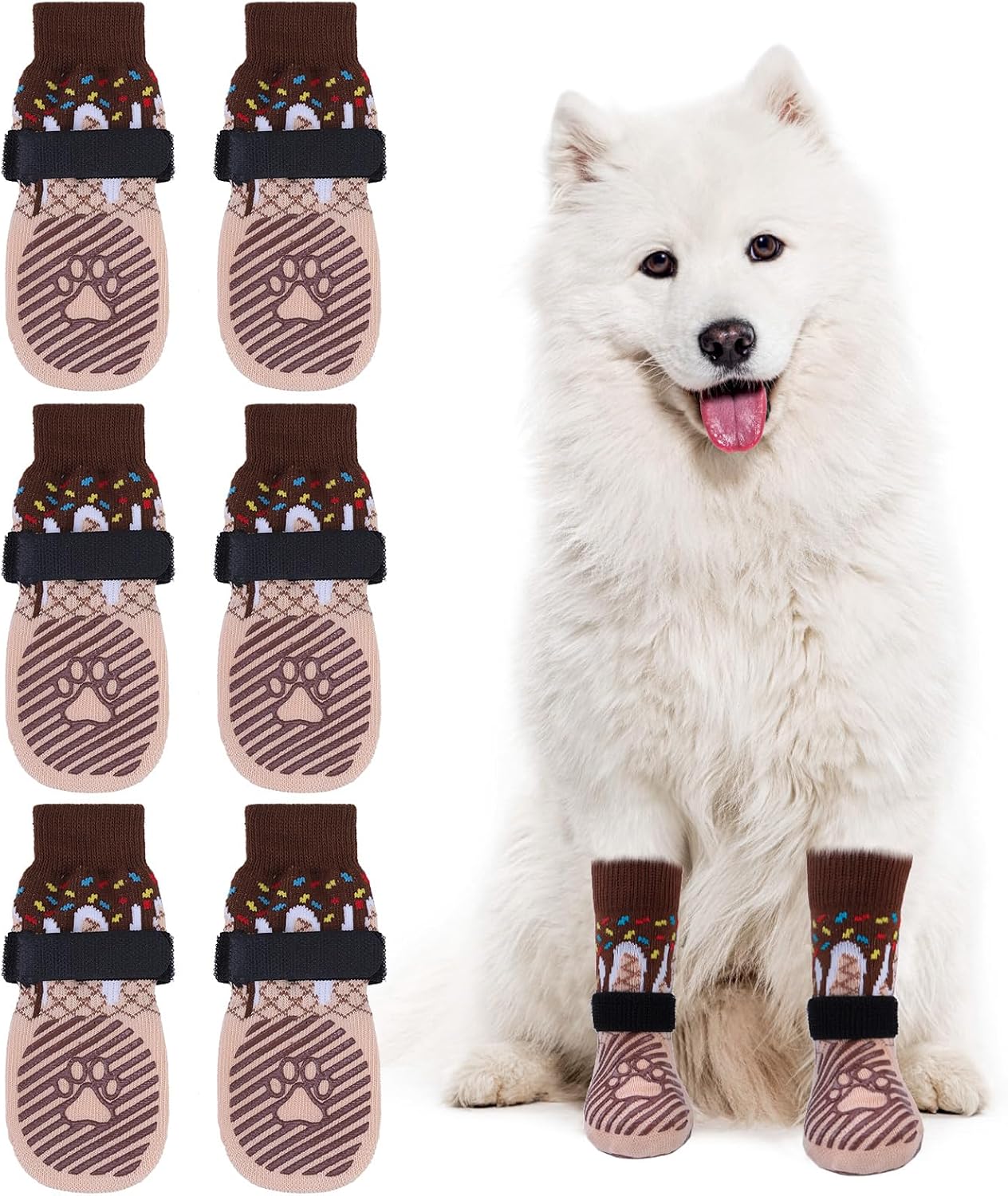 EXPAWLORER 6Pcs Anti-Slip Dog Socks to Prevent Licking Paws,Dog Shoes for Hot Pavement,Dog Booties Traction Control on Hardwood Floor,Boots & Paw Protectors, for Puppy Small Medium Large Senior Dogs - Image 14