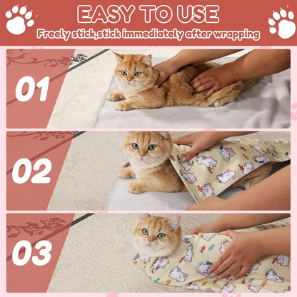 Cohesive pet burrito wrap showing non slip secure closure mechanism