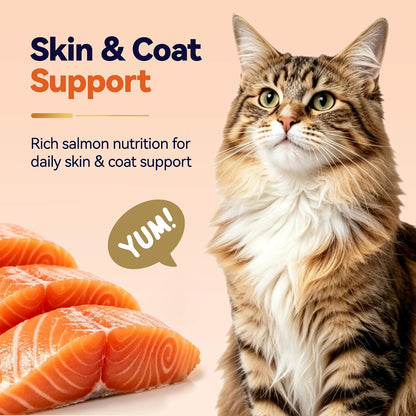 Single ingredient salmon chunks for cat skin and coat health support