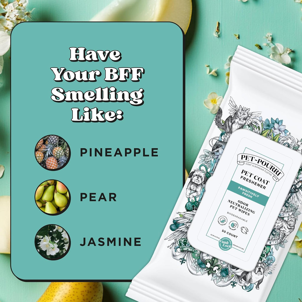 Poo-Pourri Pawsitively Fresh Deodorizing Pet Wipes - Quick Cleaning Wipes for Dogs & Cats - Plant Based Ingredients - Vet Recommended - Cleaner Odor Remover Wipes for Paw, Fur & Skin Soothing - Image 10