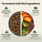 Lone Wolf Ranch Pets Chuck Norris high protein beef formula dog food packaging displaying ingredients