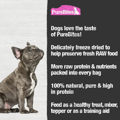 PureBites USA sourced salmon dog snack bag showcasing product size and treat count