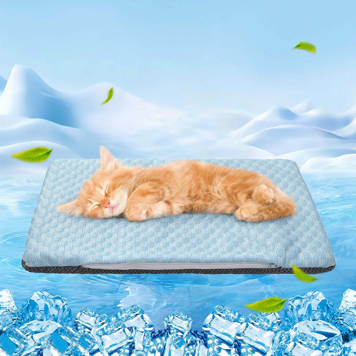 BEAUTYZOO Cooling Mat for Cats & Dogs -26" X 17" Ice Silk Cat Cooling Mat, Dual Sided Cool Pad for Crate Kennel, Indoor Kitten Cool Sleeping Bed for Summer, Arc-Chill Cool Fiber Q-MAX >0.45 Washable - Image 9