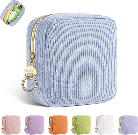 Playexen Period Bag front view lilac corduroy sanitary napkin storage pouch.