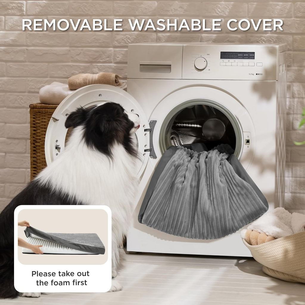 Removable machine washable cover detail on Bedsure mat