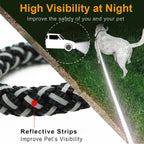 Black 3 feet rope dog leash detailing the soft padded flat comfort handle