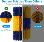 Livestock grooming brush showing nylon bristle texture